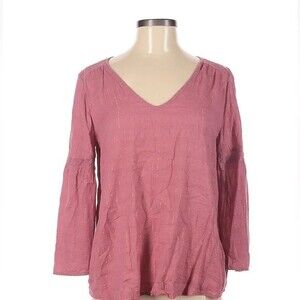 Old navy long bell sleeve vneck pink shimmer peasant top size small